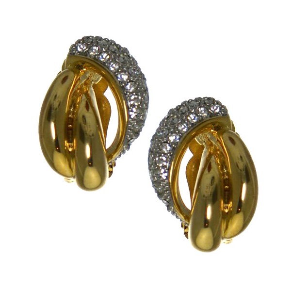 FABRIZIA Gold Plated Crystal Clip On Earrings