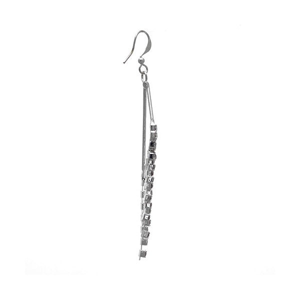 FELICITY Silver tone Triangle Clear Crystal Hook Earrings