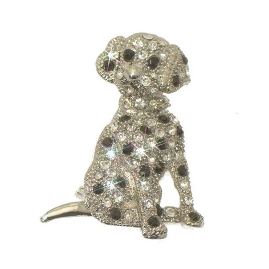 FIDO Silver Plated Crystal Puppy Brooch