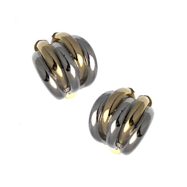 Fionnoula Silver and Gold tone Clip On Earrings