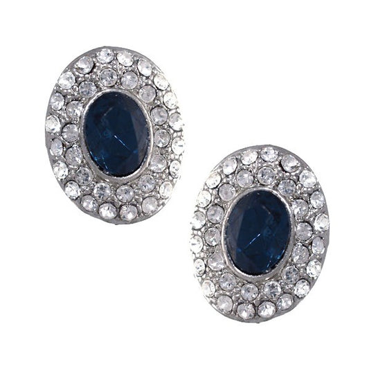 Flavia Silver Plated Crystal Sapphire Post Earrings