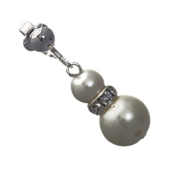 Florentin Silver plated Crystal White faux Pearl Clip On Earrings