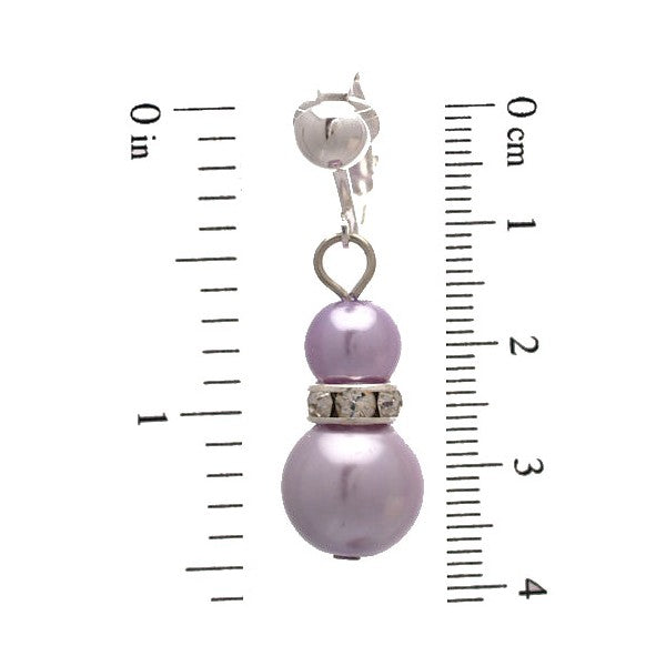 FLORENTIN Silver tone Pale Lilac faux Pearl Clip On Earrings