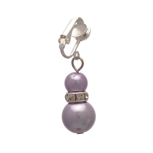 FLORENTIN Silver tone Pale Lilac faux Pearl Clip On Earrings