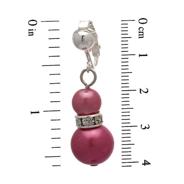 FLORENTIN Silver tone Rose faux Pearl Clip On Earrings