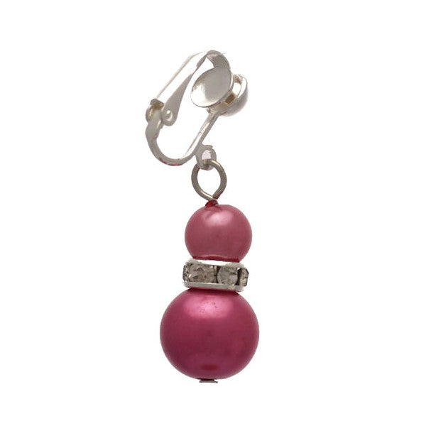 FLORENTIN Silver tone Rose faux Pearl Clip On Earrings