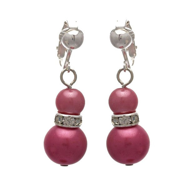 FLORENTIN Silver tone Rose faux Pearl Clip On Earrings