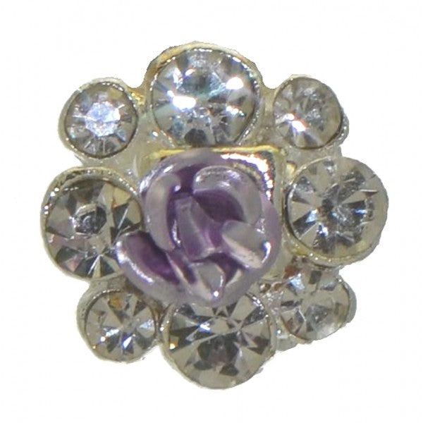 FLORIZEL silver tone Lilac crystal clip on earrings