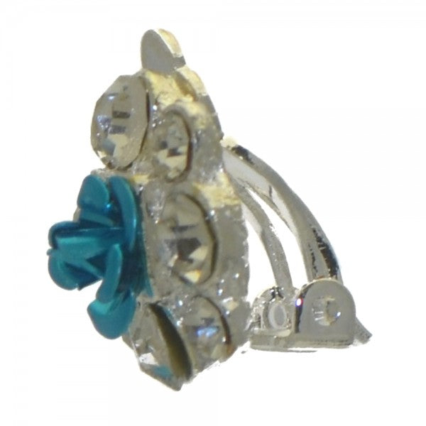 FLORIZEL silver tone Turquoise crystal clip on earrings