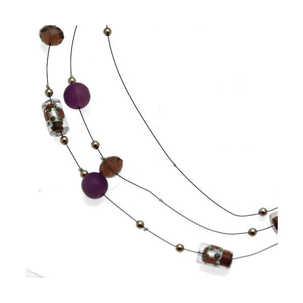 Flossie Silver tone Purple Choker Necklace