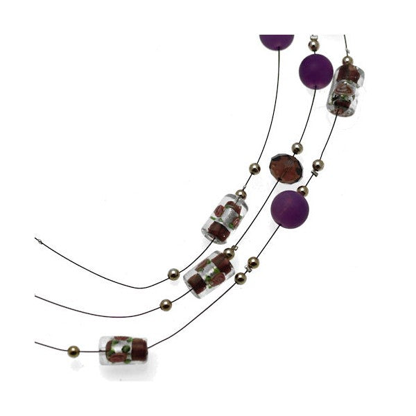 Flossie Silver tone Purple Choker Necklace