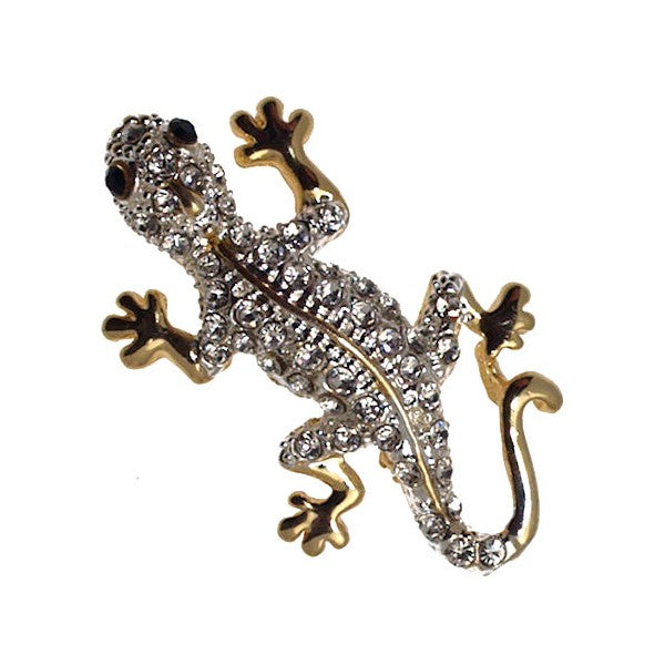 FORMENTERA Gold Plated Crystal Lizard Brooch