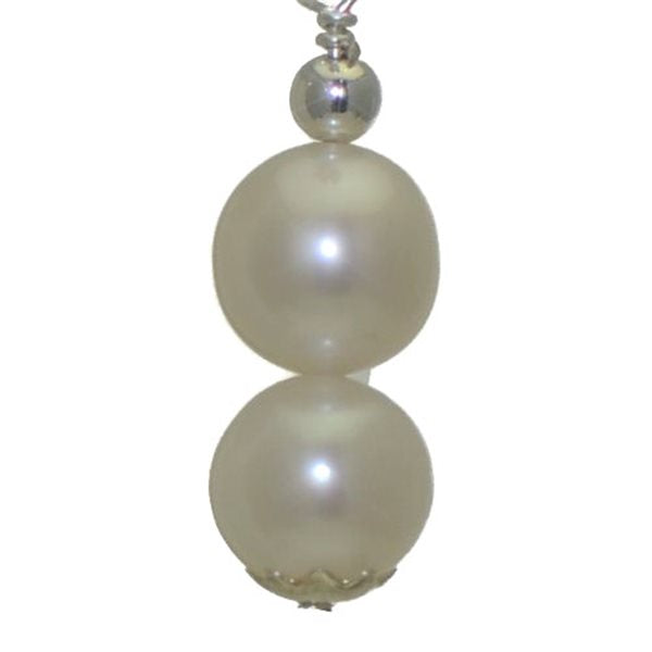 FRESCA DOUBLE Silver Plated 10mm Freshwater Pearl Clip On Earrings