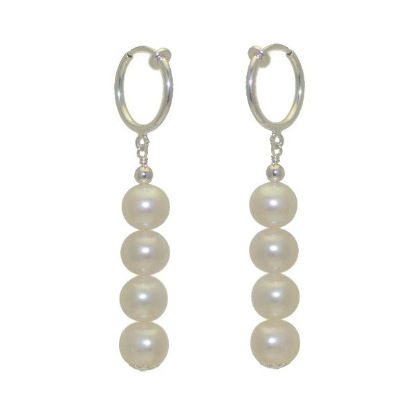 FRESCA QUAD CERCEAU Silver Plated 8mm Freshwater Pearl Earrings