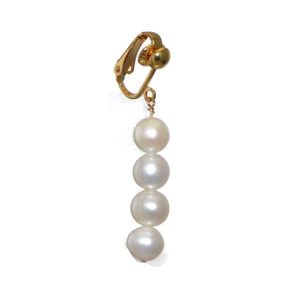 FRESCA QUAD Gold Plated 8mm Freshwater Pearl Clip On Earrings