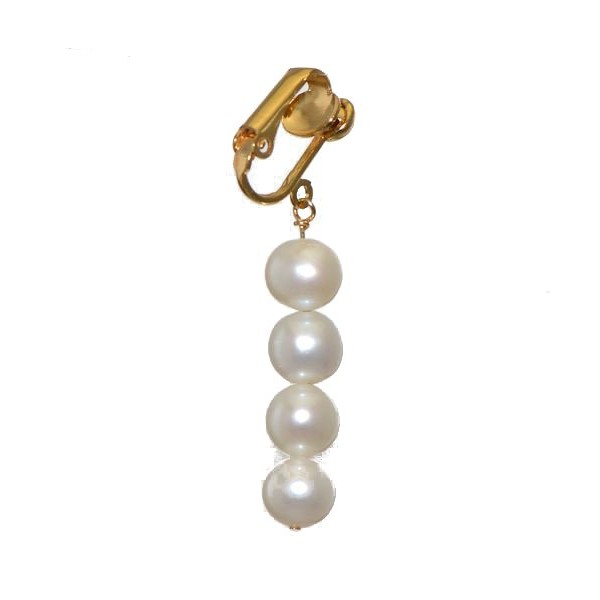 FRESCA QUAD Gold Plated 8mm Freshwater Pearl Clip On Earrings