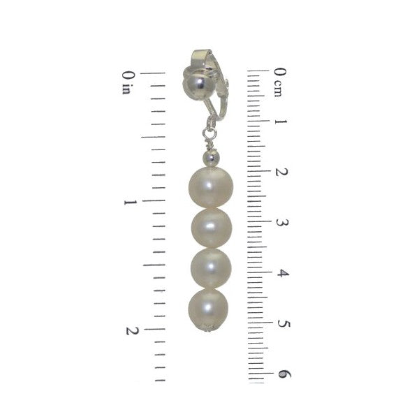 FRESCA QUAD Silver Plated 8mm Freshwater Pearl Clip On Earrings