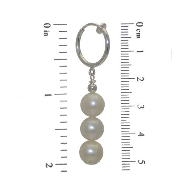 FRESCA TRIO CERCEAU Silver Plated 8mm Freshwater Pearl Clip On Earrings