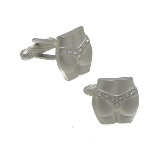 G STRING Silver Plated Crystal G-String Cufflinks