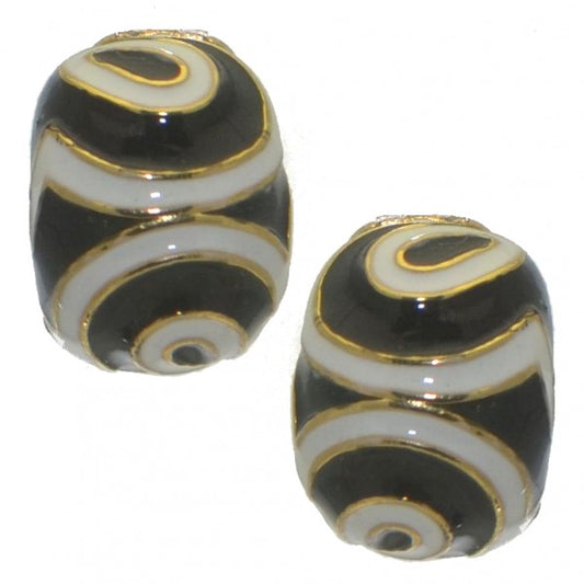 GIACINTA gold tone black white clip on earrings