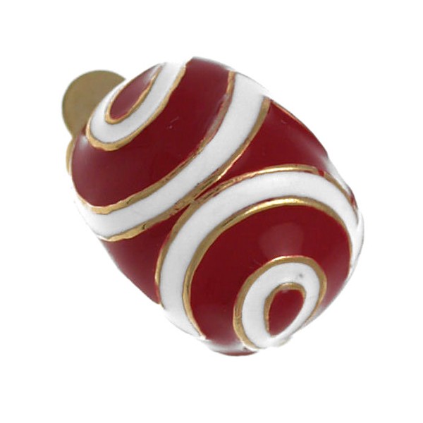 Giacinta Gold tone Red White Clip On Earrings