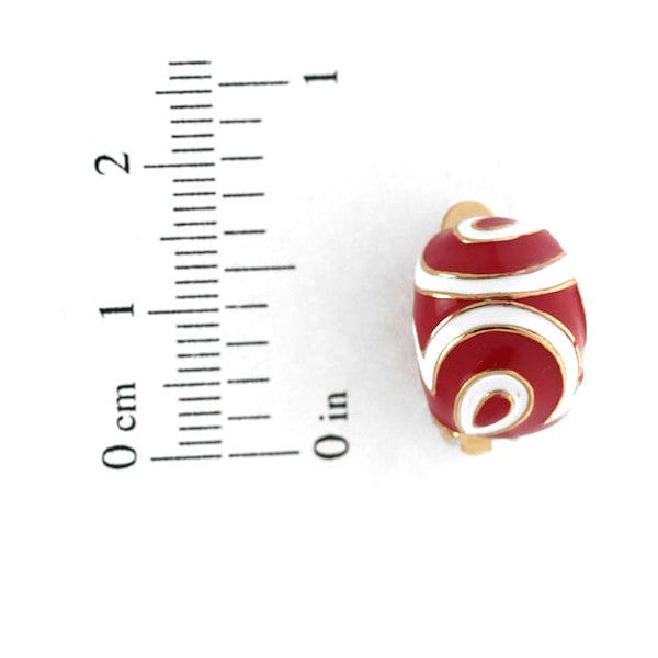 Giacinta Gold tone Red White Clip On Earrings