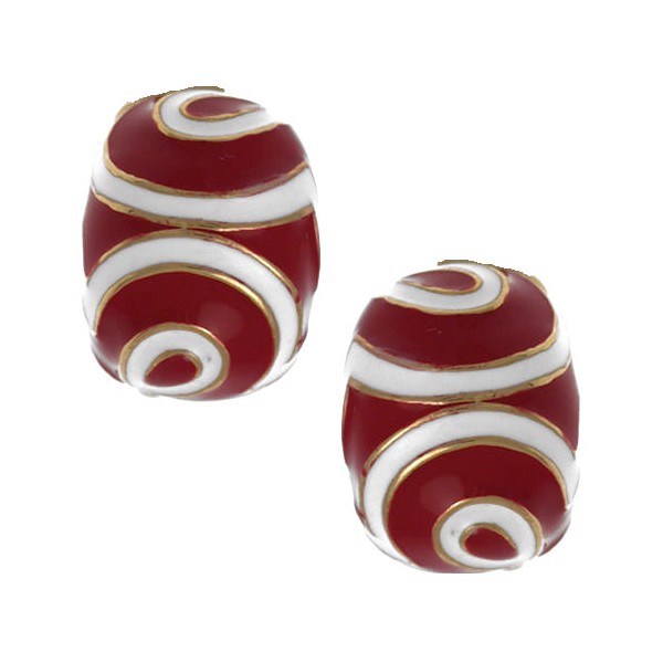 Giacinta Gold tone Red White Clip On Earrings