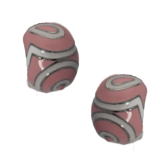 Giacinta Silver tone Pink White Clip On Earrings