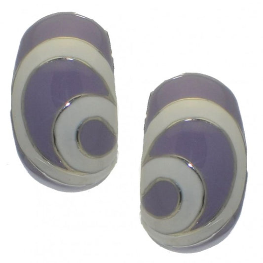 GIACINTOR silver tone purple white clip on earrings