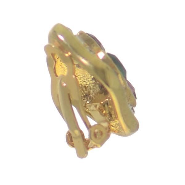 GIANARA Gold Plated Multi Coloured Crystal Clip On Earrings