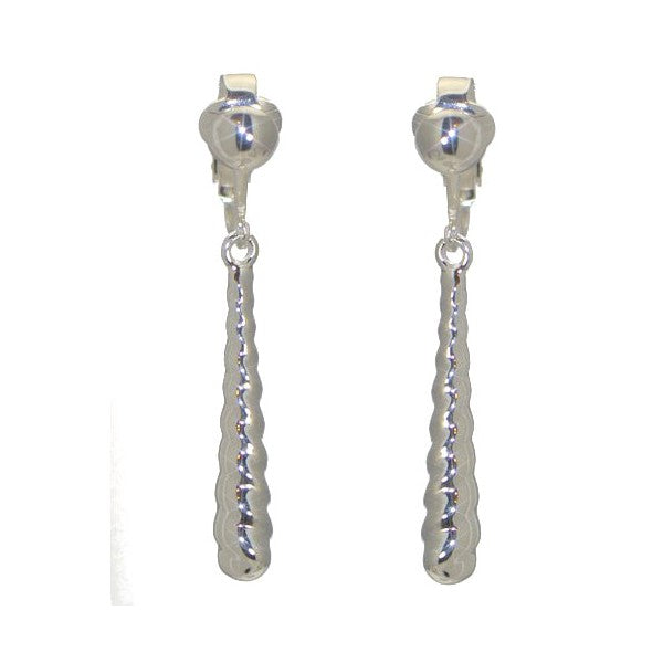 GINATA Silver Plated Spiral Baton Clip On Earrings by VIZ