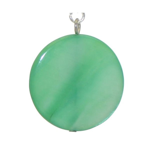 GIOLLA Silver plated 25mm Green Disk Clip On Earrings