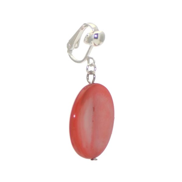 GIOLLA Silver plated 25mm Red Disk Clip On Earrings