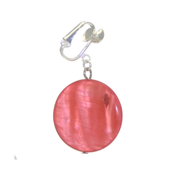 GIOLLA Silver plated 25mm Red Disk Clip On Earrings