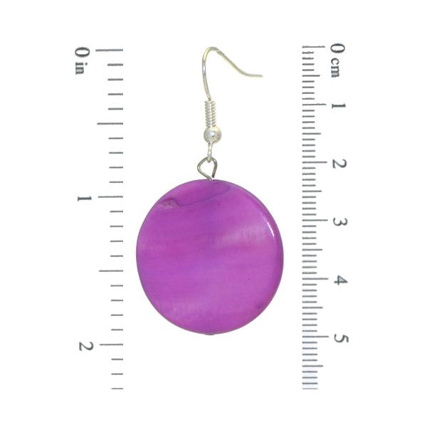 GIOLLA Silver tone 25mm Lilac Disk Hook Earrings