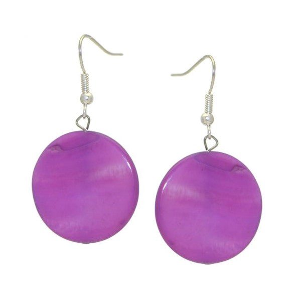 GIOLLA Silver tone 25mm Lilac Disk Hook Earrings