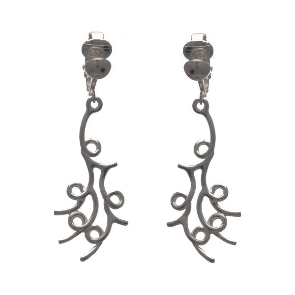 GIORDANA Silver Plated Twisted Shapes Clip On Earrings by VIZ