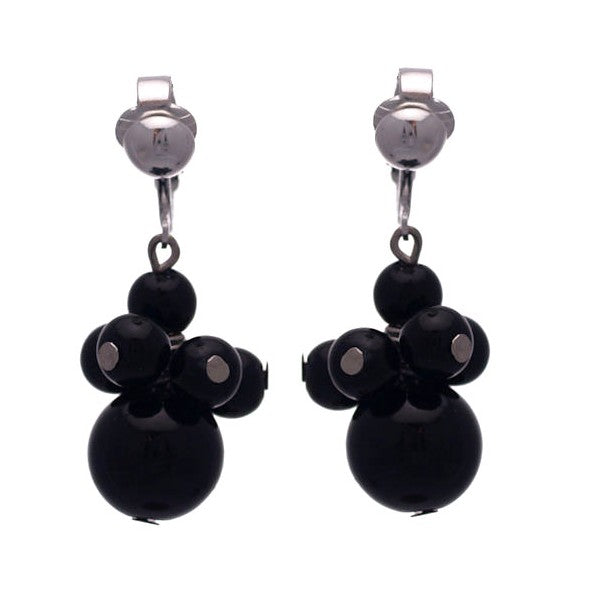 GIUDITTA Silver plated Black Clip On Earrings