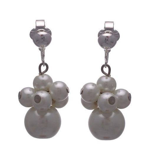 GIUDITTA Silver plated White faux Pearl Clip On Earrings