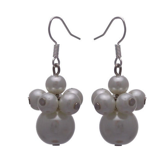 GIUDITTA Silver tone White faux Pearl Hook Earrings