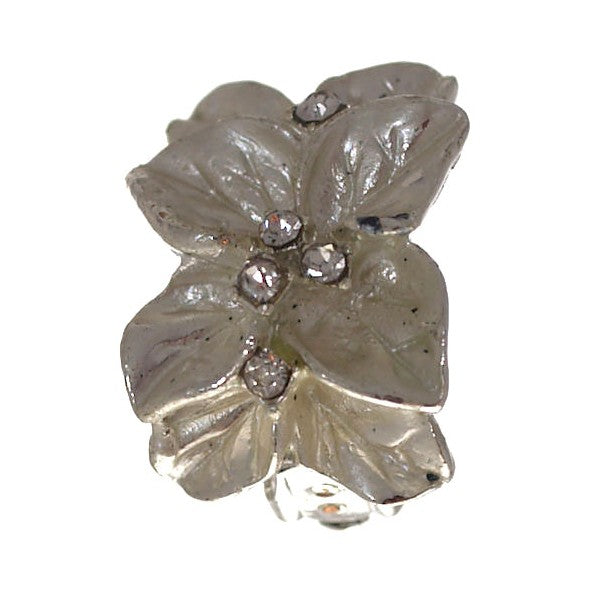 GLENDORA Silver tone White Flower Crystal Clip On Earrings