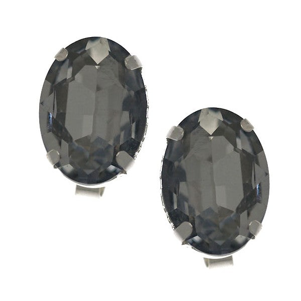 Glenys 18mm Rhodium Plated Crystal Clip On Earrings