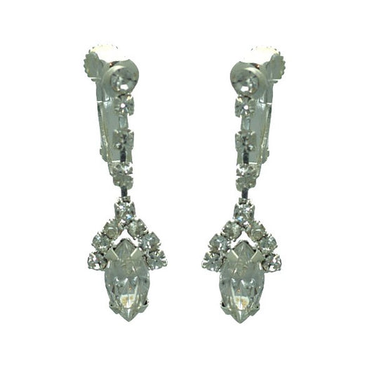 Glissando Crystal Silver tone clip on earrings