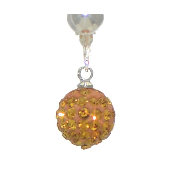 GLITTERBALL Silver plated Yellow Shamballa Style Clip On Earrings