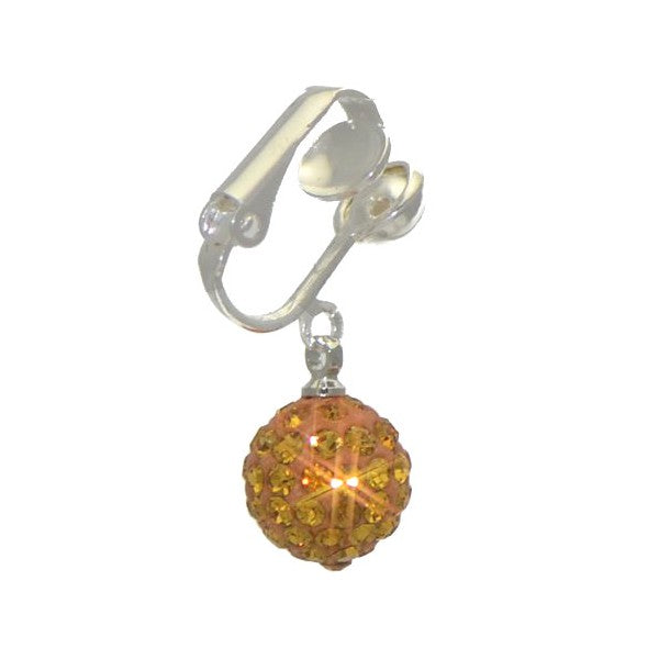 GLITTERBALL Silver plated Yellow Shamballa Style Clip On Earrings