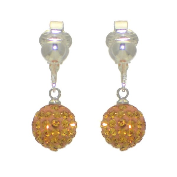 GLITTERBALL Silver plated Yellow Shamballa Style Clip On Earrings