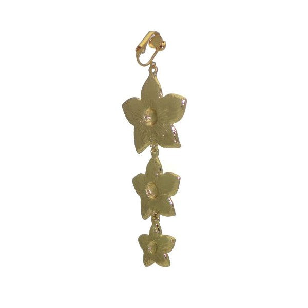 HADASSAH Gold tone Crystal Flower Cascade Clip On Earrings