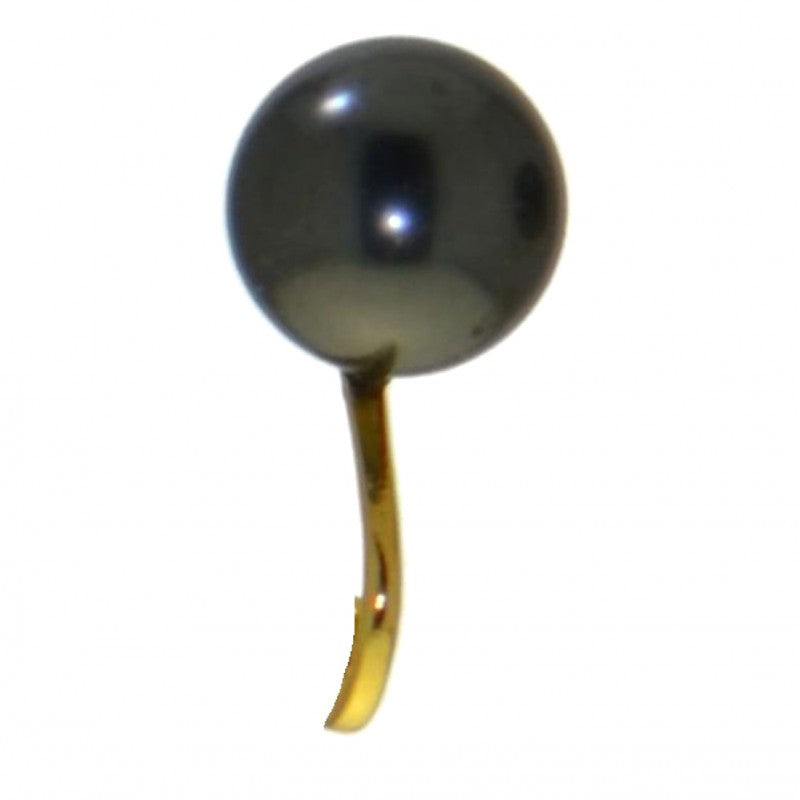 HADRIA 10mm gold plated black faux pearl clip on earrings