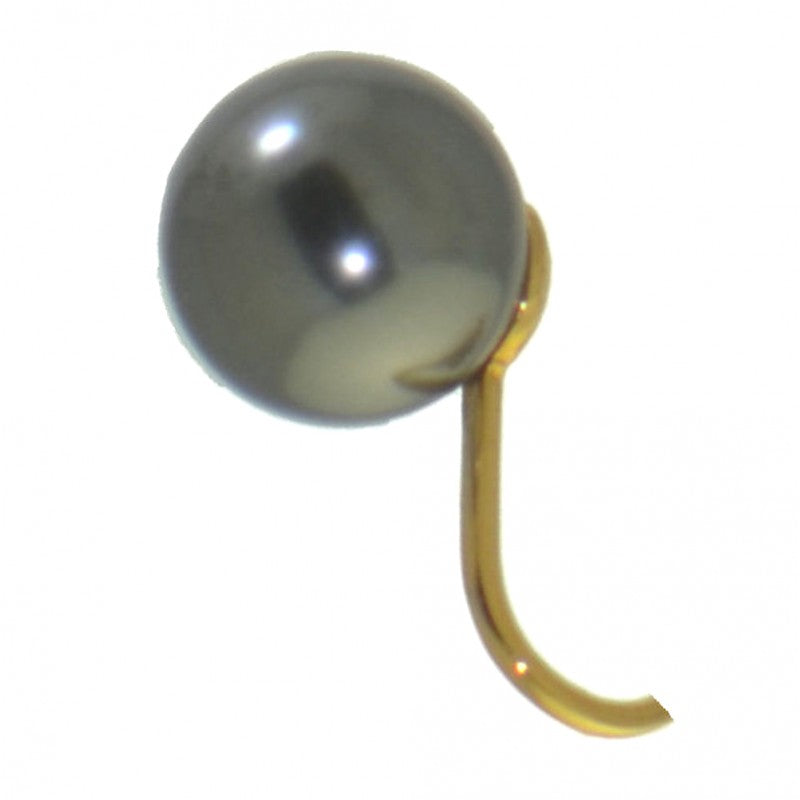 HADRIA 10mm gold plated dark grey faux Pearl Clip On Earrings