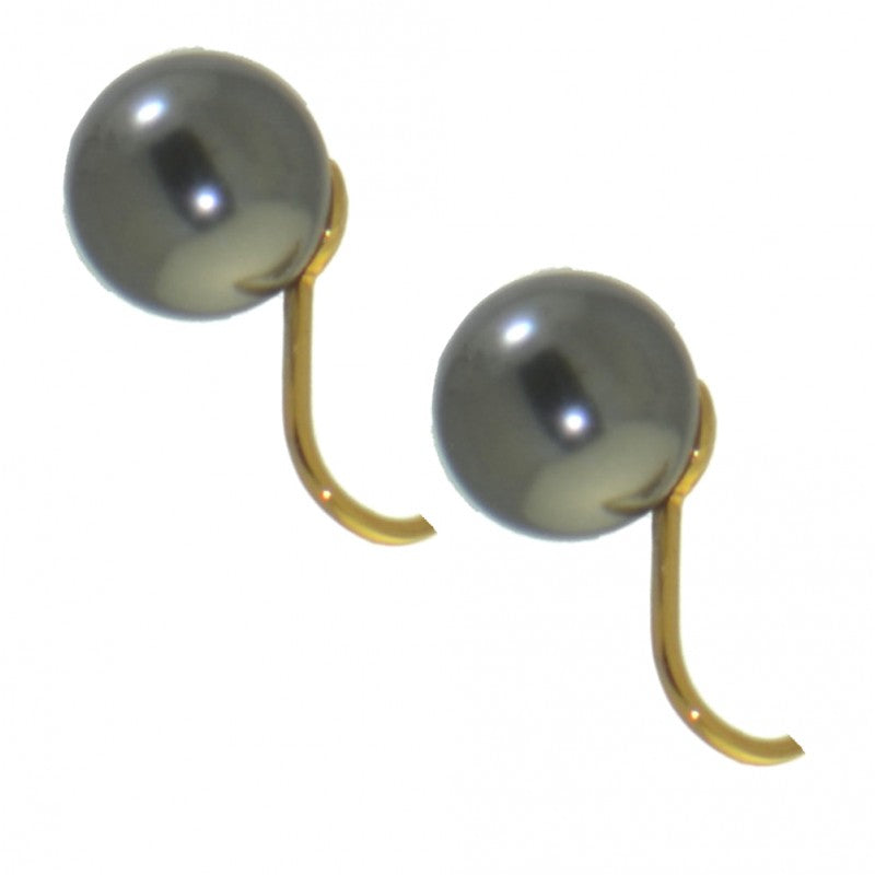 HADRIA 10mm gold plated dark grey faux Pearl Clip On Earrings